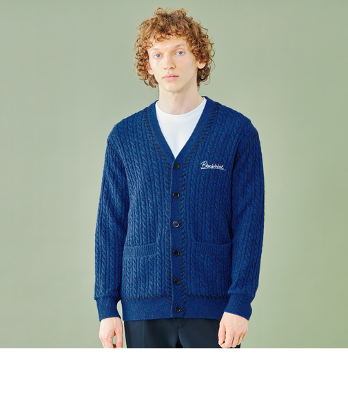 【WEB・一部店舗限定】パーシャルチェックケーブルカーディガン