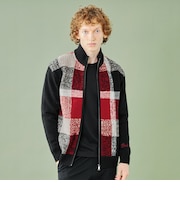 【WEB・一部店舗限定】パネルチェックニットブルゾン