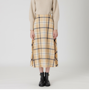 【店舗限定】クレストブリッジチェックサキソニードビーオーバーペンフレアスカート