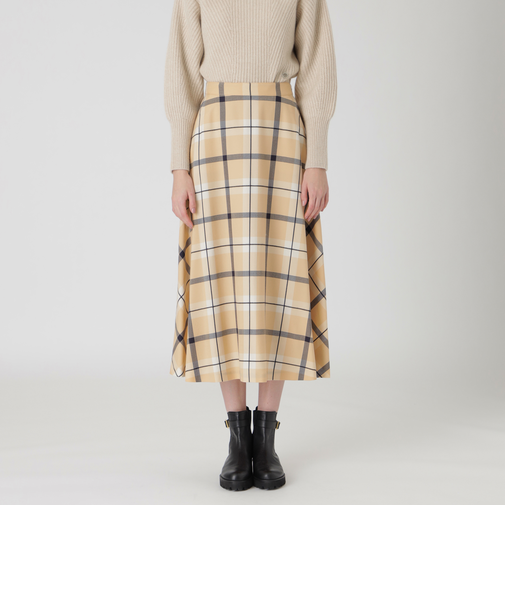 【店舗限定】クレストブリッジチェックサキソニードビーオーバーペンフレアスカート