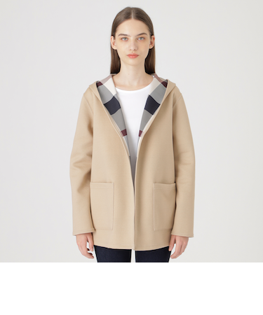 クレストブリッジチェックリバーシブルダンボールミディ丈コーディガン