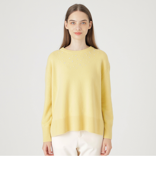 スーパーファインラムズウールビジューニットプルオーバー