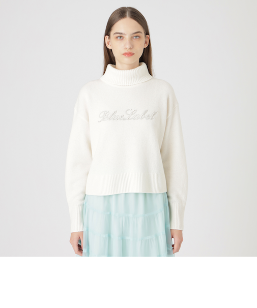 スーパーファインラムズウールロゴ刺しゅうニットプルオーバー