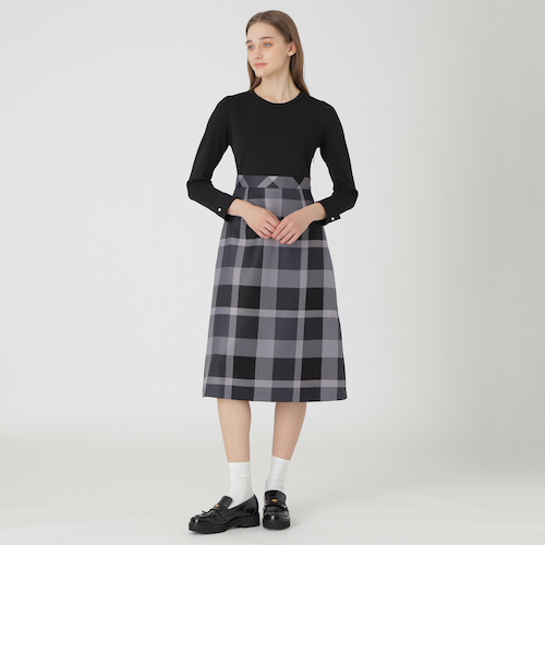 2024AW✨ クレストブリッジチェッククロッシングビエラドッキングドレス　38 クレストブリッジチェッククロッシングビエラドッキングドレス｜ブルー