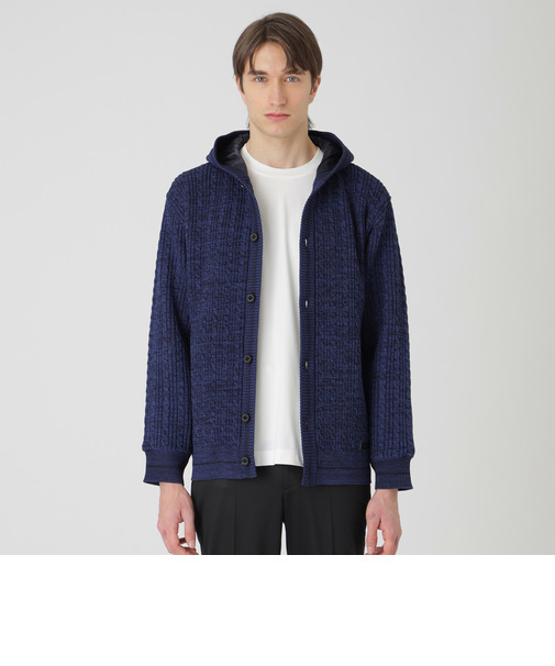 チェックコンビフードカーディガン