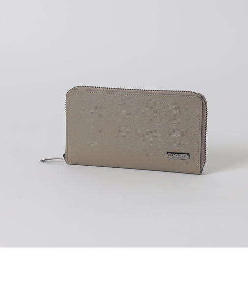 エンボスレザークレストブリッジチェックラウンドジップウォレット