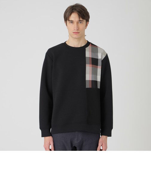 チェックニットドッキングスウェットシャツ