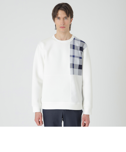 チェックニットドッキングスウェットシャツ