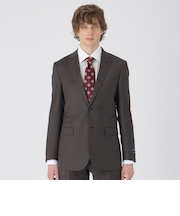【一部店舗限定】Zegna TRAVELLERシャンブレーブラウンヘリンボーンスーツ