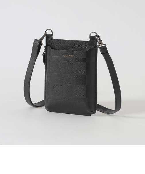 エンボスチェックスマートフォンショルダーケース