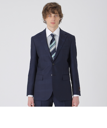 MIYUKI モヘヤブルーシャドークレストブリッジチェックスーツ