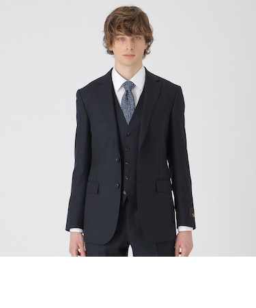 MIYUKI TOPネイビーシャドーグレンチェックスリーピーススーツ