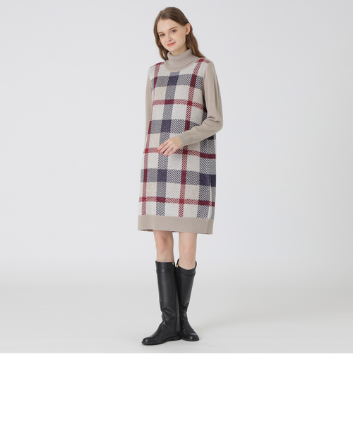 一部店舗限定】ヘアリークレストブリッジチェックジャカードドレス