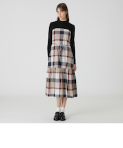 【一部店舗限定】クレストブリッジチェックエアリーツイルテレココンビドレス