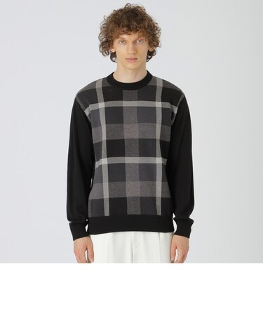 一部店舗限定】パネルクレストブリッジチェックニット｜ブルーレーベル  