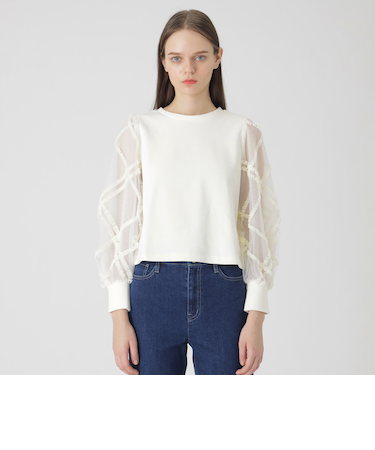 クレストブリッジチェックチュールビスチェ付きトップス