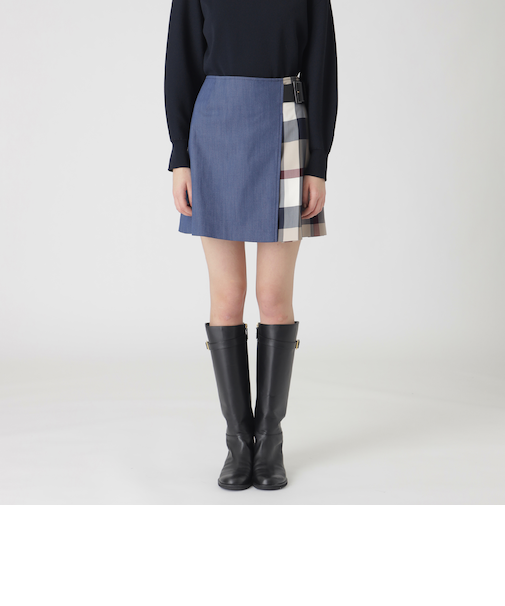 スラブシャンブレーデニムミニスカート