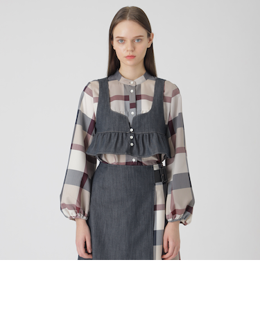 スラブシャンブレーデニムショートビスチェ