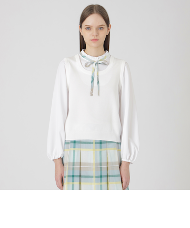 ニットベストレイヤードブラウス