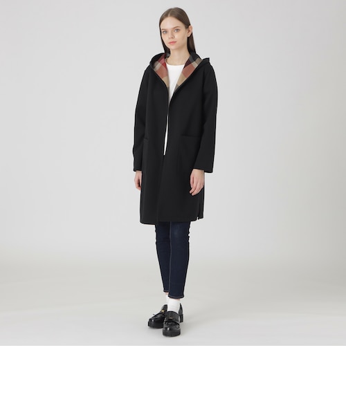 クレストブリッジチェックリバーシブルダンボールコーディガン｜ブルー