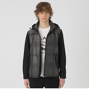 【BLACK lab.】シャドーチェックハイブリッドパーカー