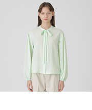 コットンライクナチュラルローンボウブラウス