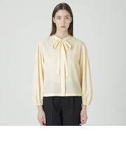 コットンライクナチュラルローンボウブラウス