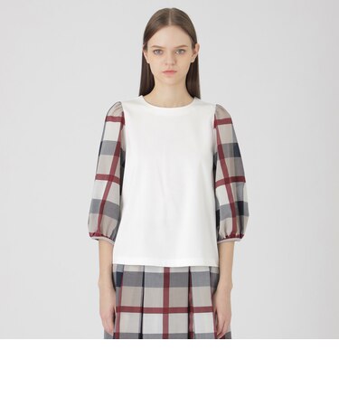 チェックスリーブトップス