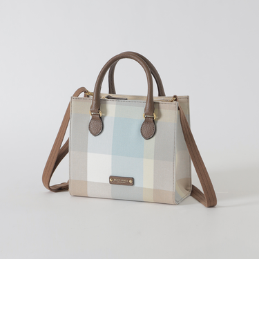 クレストブリッジチェックキャンバススクエアミニトート