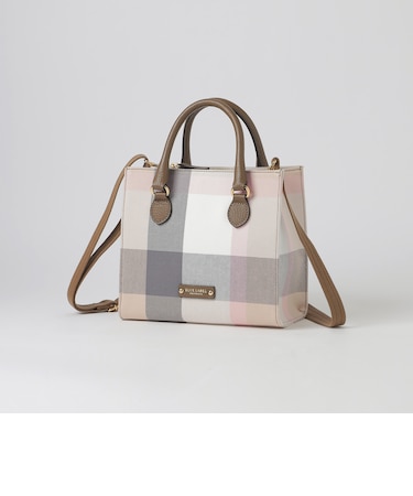 クレストブリッジチェックキャンバススクエアミニトート