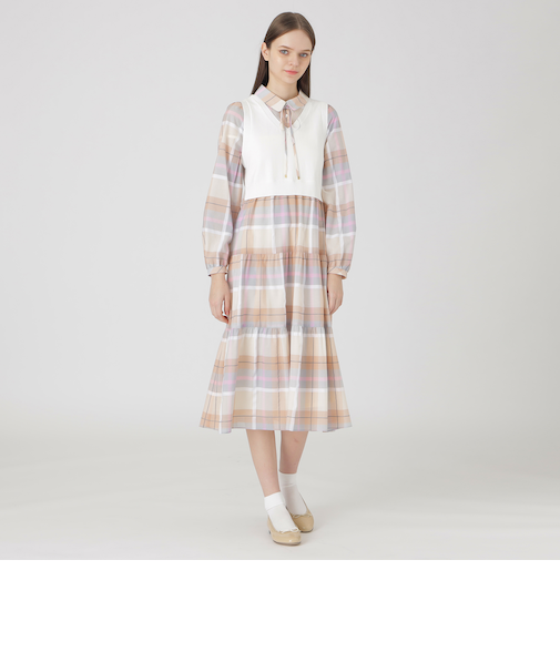 クレストブリッジチェックシャドードビードッキングドレス