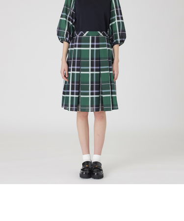 クレストブリッジチェックシャドードビープリーツスカート