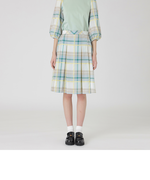 クレストブリッジチェックシャドードビープリーツスカート
