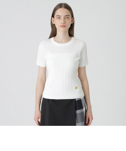 アセテートコットンランダムリブニット