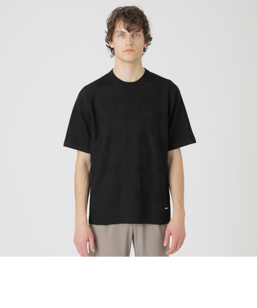 ハイツイストシャドーチェックニットTシャツ