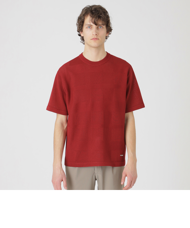 ハイツイストシャドーチェックニットTシャツ