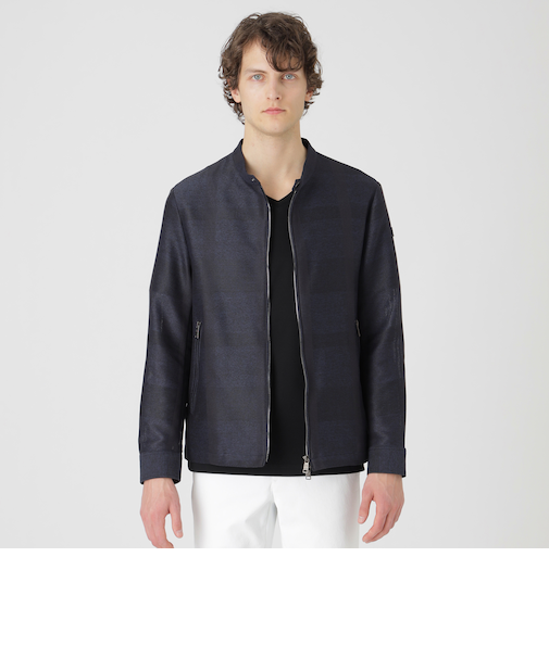 シャドークレストブリッジチェックカラミライダースブルゾン