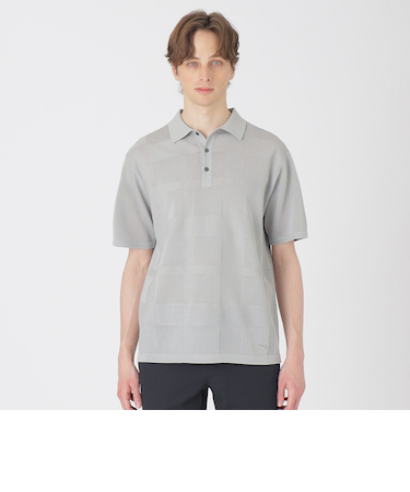 ハイツイストシャドーチェックニットポロシャツ