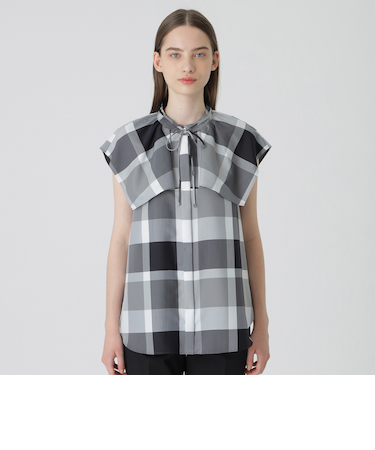 クレストブリッジチェックライトクロッシングツイルケープブラウス