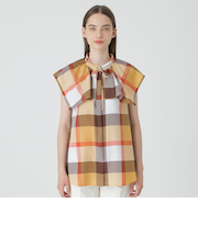 クレストブリッジチェックライトクロッシングツイルケープブラウス