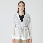 シアーニットボタンレスカーディガン