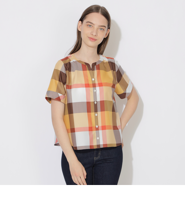 【WEB限定】クレストブリッジチェックライトクロッシングツイルスキッパーブラウス