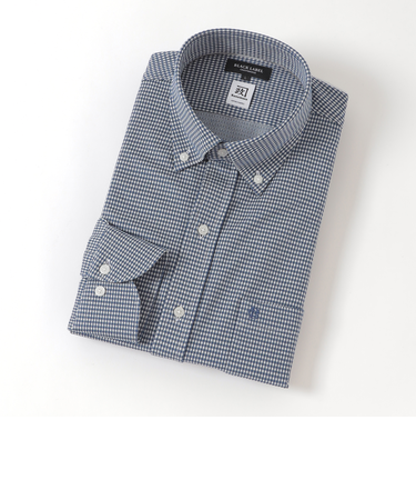 カネマサギンガムチェックジャージーボタンダウンシャツ