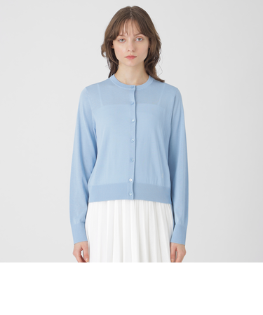 クールファインニットクルーネックカーディガン