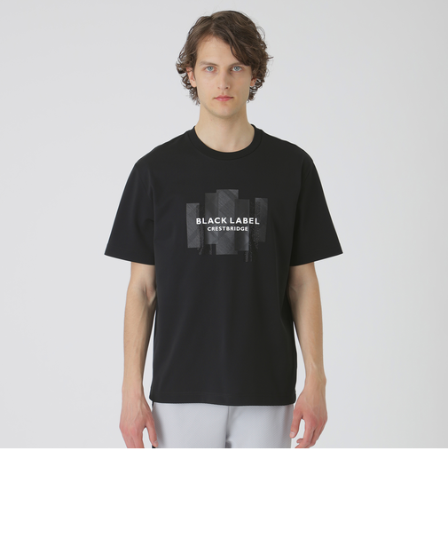 【BLACK lab.】ラインストーンジオメトリックロゴTシャツ