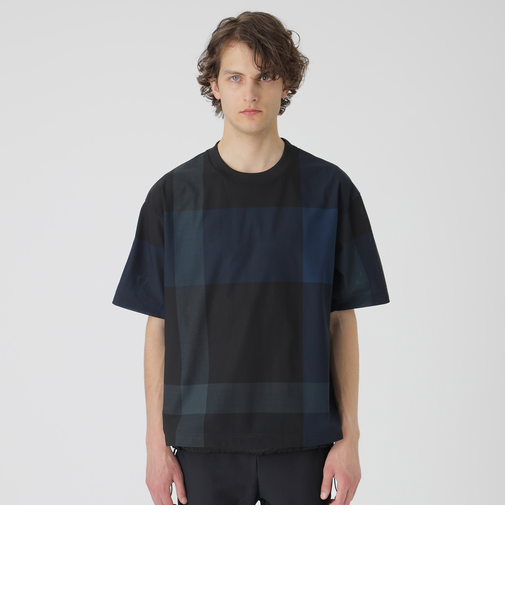 【BLACK lab.】ファブリックコンビクレストブリッジチェックTシャツ
