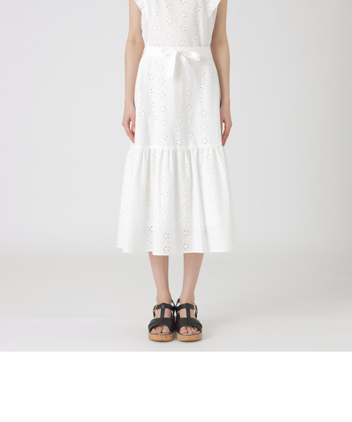 シャンブレーレーススカート