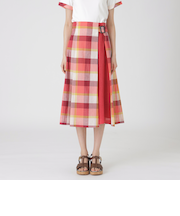 クレストブリッジチェックサイドベルトフレアスカート