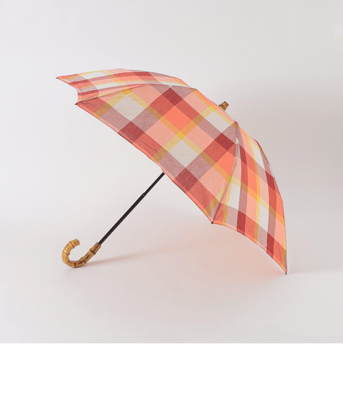 バーバリークレストブリッジ　折り畳み傘　赤チェック　タグ無し クレストブリッジチェックコットンリネン折り畳み傘｜ブルーレーベル