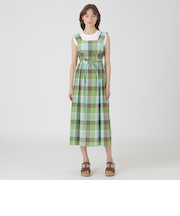 コットンリネンチェックドレス